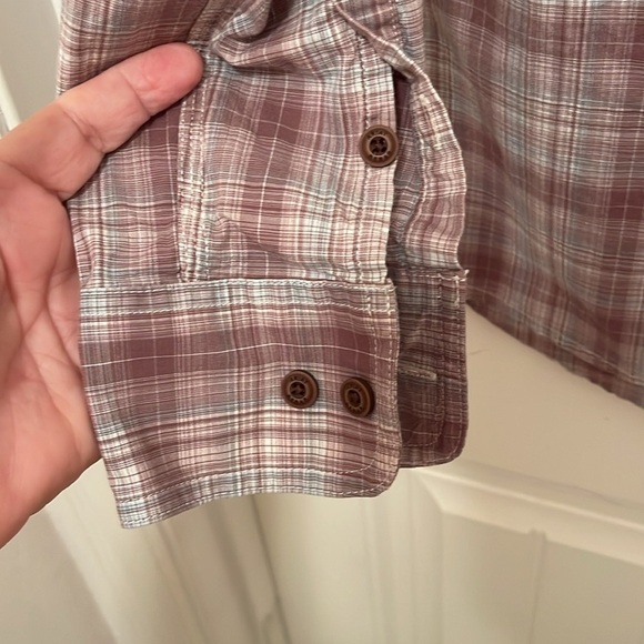 Ariat Rebar Plaid L/S Work Shirt pockets women’s sz‎ M muted, rose and blue - Picture 4 of 16